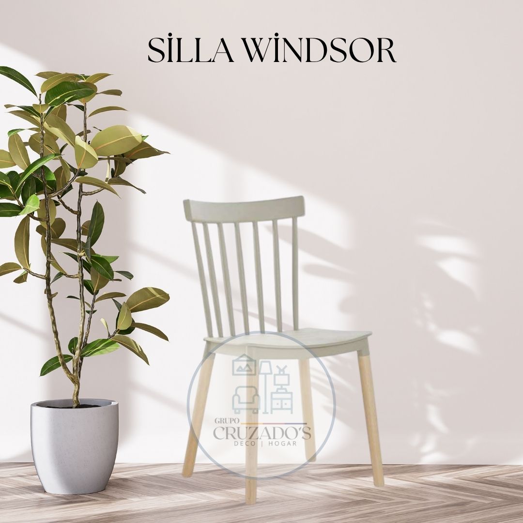 Mesa circular Negra 100 cm  + 4 sillas windsor