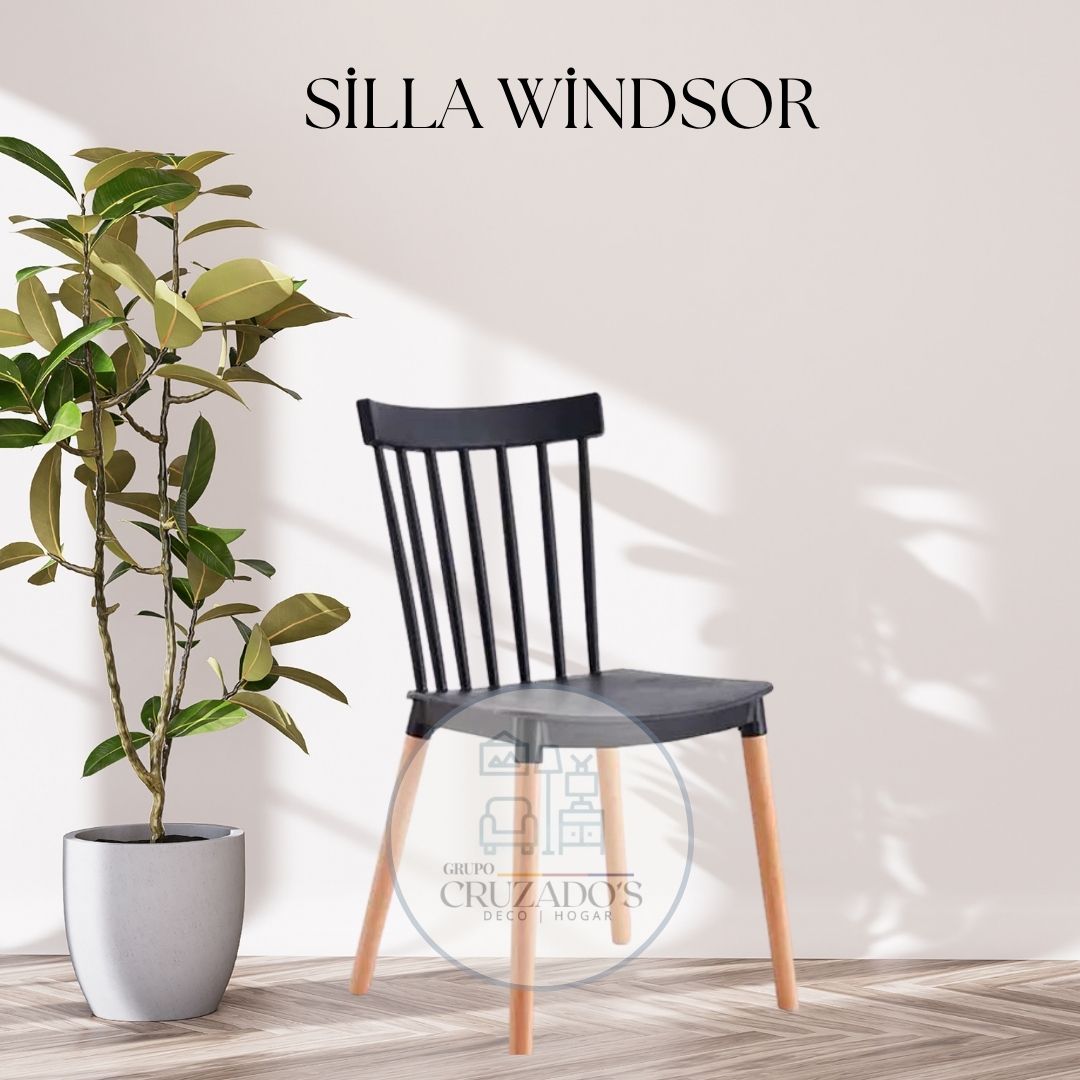 Mesa circular Negra 120 cm  + sillas windsor
