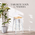 TABURETE TOLIX 77CM CON ASIENTO DE MADERA