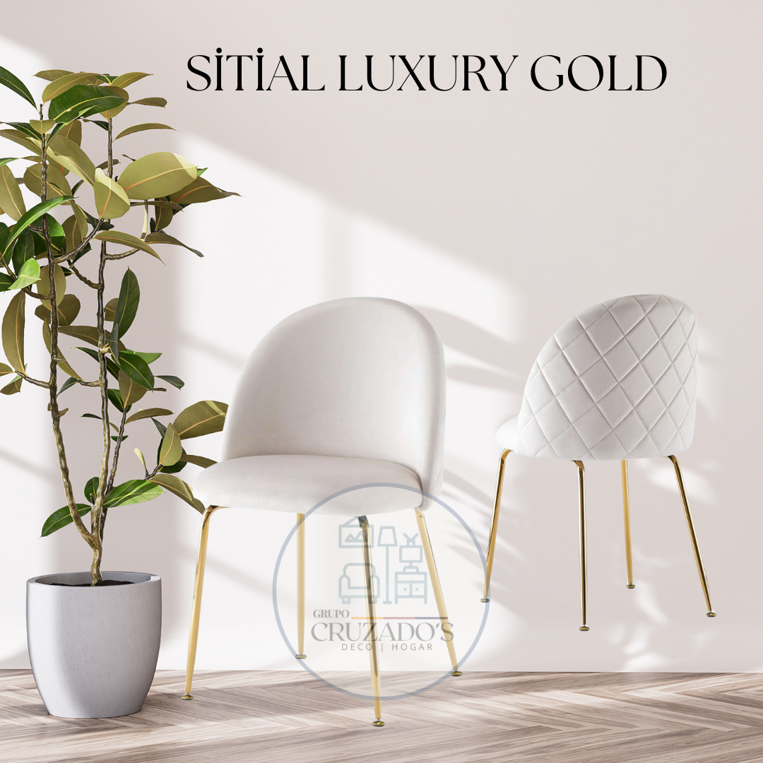 Comedor circular 100 cm + SILLAS LUXURY GOLD
