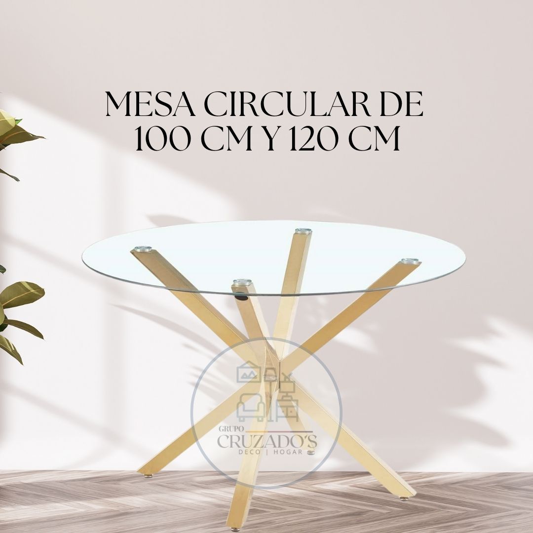 Mesa circular Tipo X Diametro 120 cm PATAS DORADAS