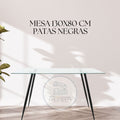 Mesa Rectangular vidrio 130x80 PATAS NEGRAS