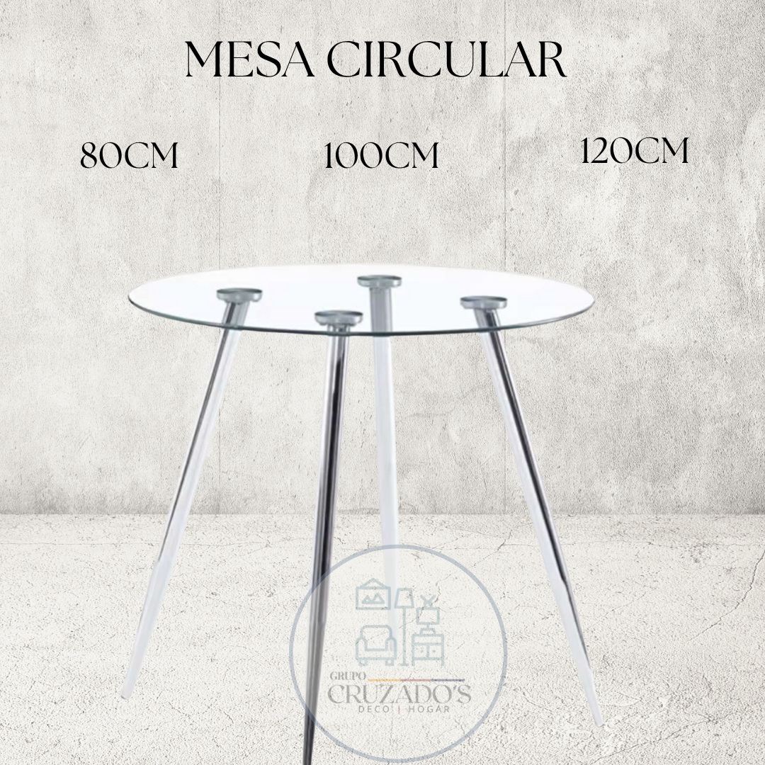 MESA DE COMEDOR 120CM PLATEADO