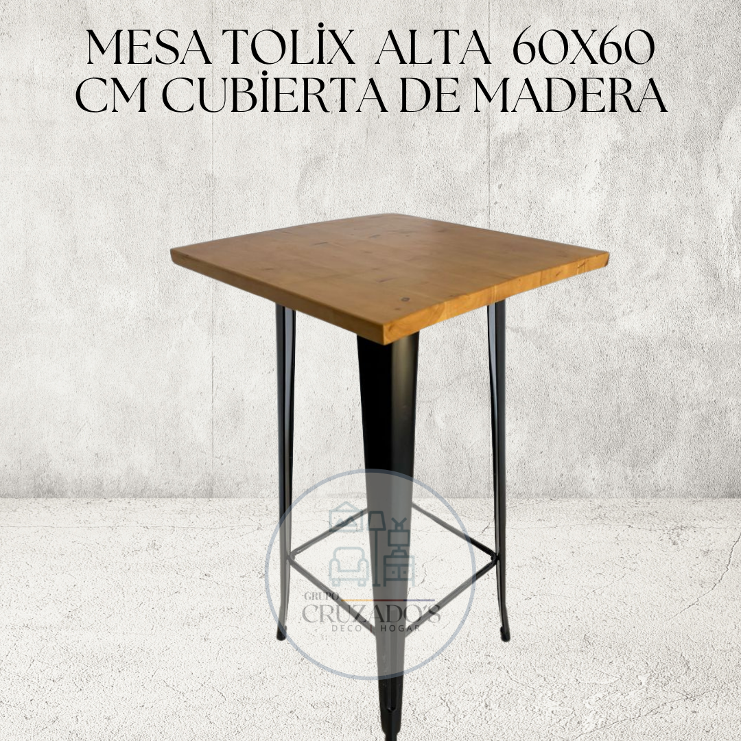Mesa Tolix Bar Negra 60X60
