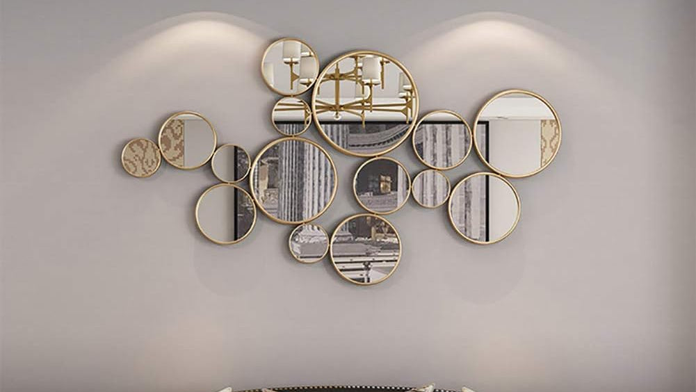 Espejo De Pared Burbujas De Metal 56 X 101 Cm Dorado
