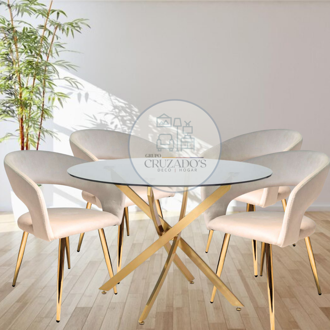 COMEDOR MESA DUBAI 100cm+ 4 SITIALES