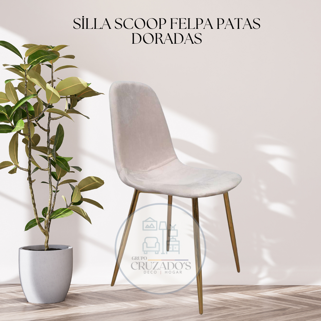 SILLAS SCOOP LINO PATAS DORADAS