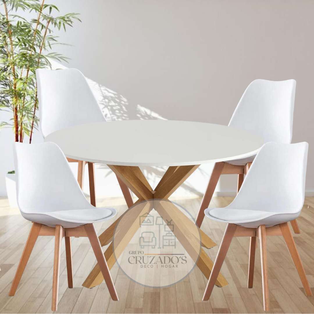 Mesa circular 120 cm  + sillas tulip
