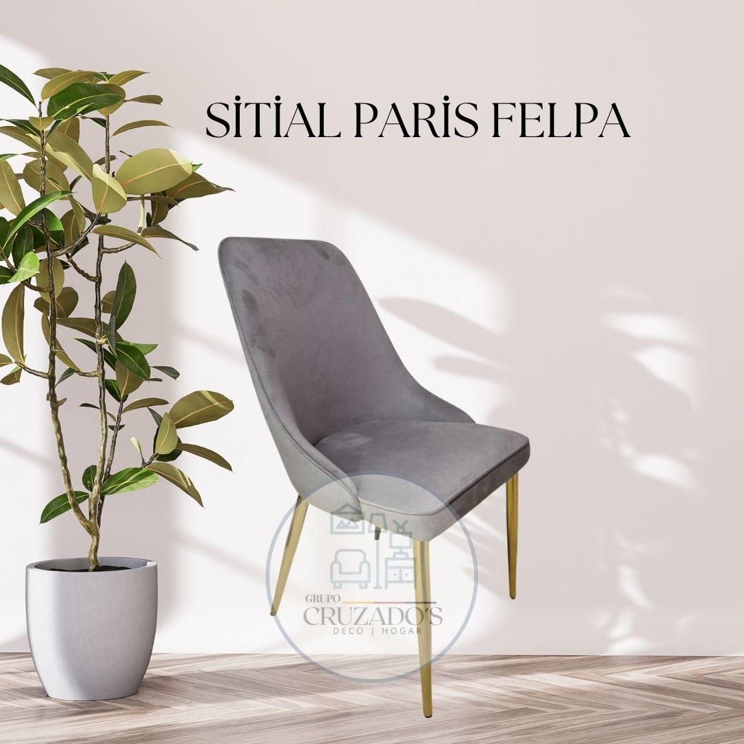COMEDOR MESA CIRCULAR DORADO  120 cm+ 4 SILLAS ELEGANTE FELPA