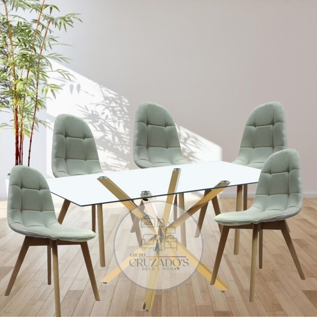 COMEDOR MESA 130X80 cm+ SILLAS CAPITONE FELPA