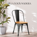 PACK 4 Sillas Tolix asiento de madera