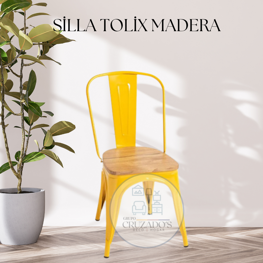 PACK 4 Sillas Tolix asiento de madera