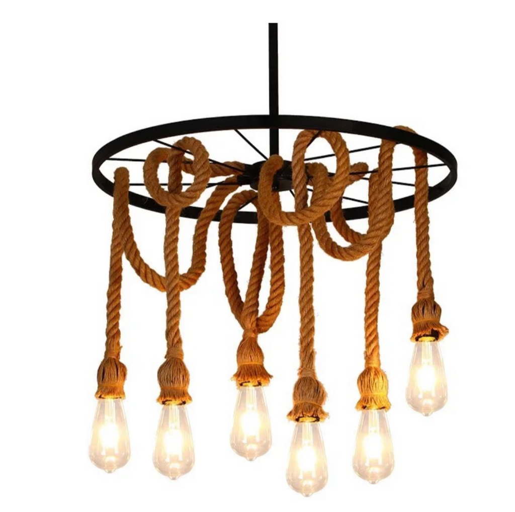 LÁMPARA CUERDA RUEDA 6 LUCES