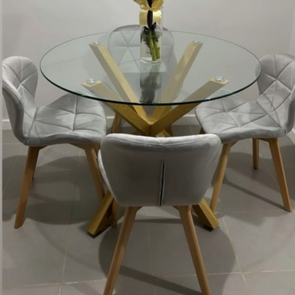 DINING ROOM CIRCULAR TABLE 120 cm+ FIORI FELPA CHAIRS