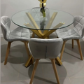 DINING ROOM CIRCULAR TABLE 120 cm+ FIORI FELPA CHAIRS