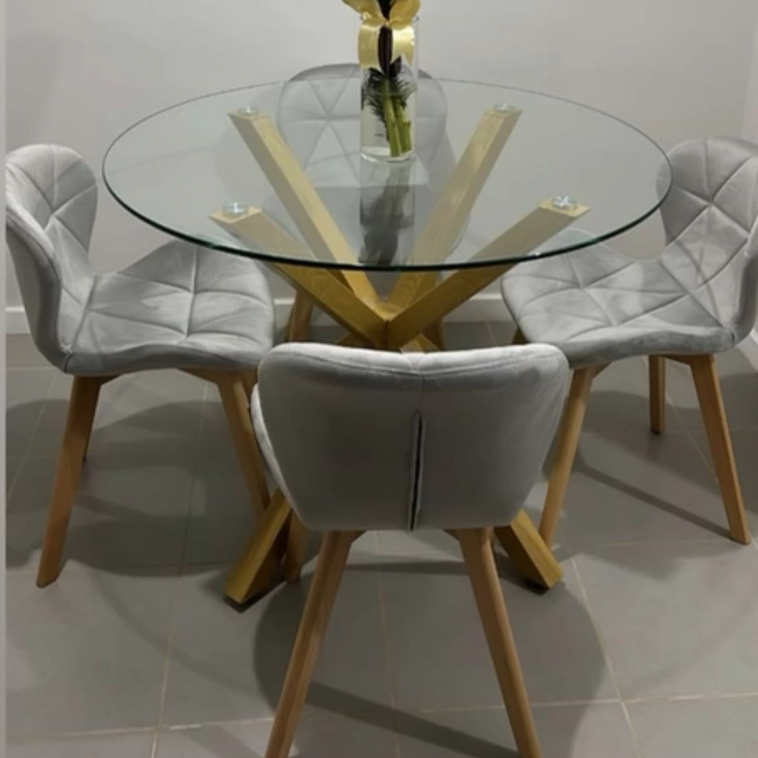 COMEDOR MESA CIRCULAR  120 cm+ SILLAS FIORI FELPA