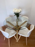 Mesa circular 100 cm + sillas radar Ecocuero
