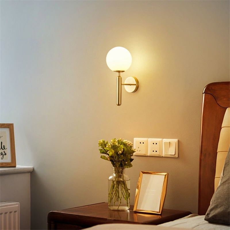 Aplique de pared LED blanco y dorado Jiuzhuo Pared de globo