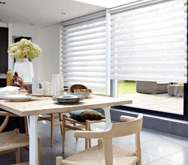 Cortinas Roller Dobles con Cenefa BLANCAS