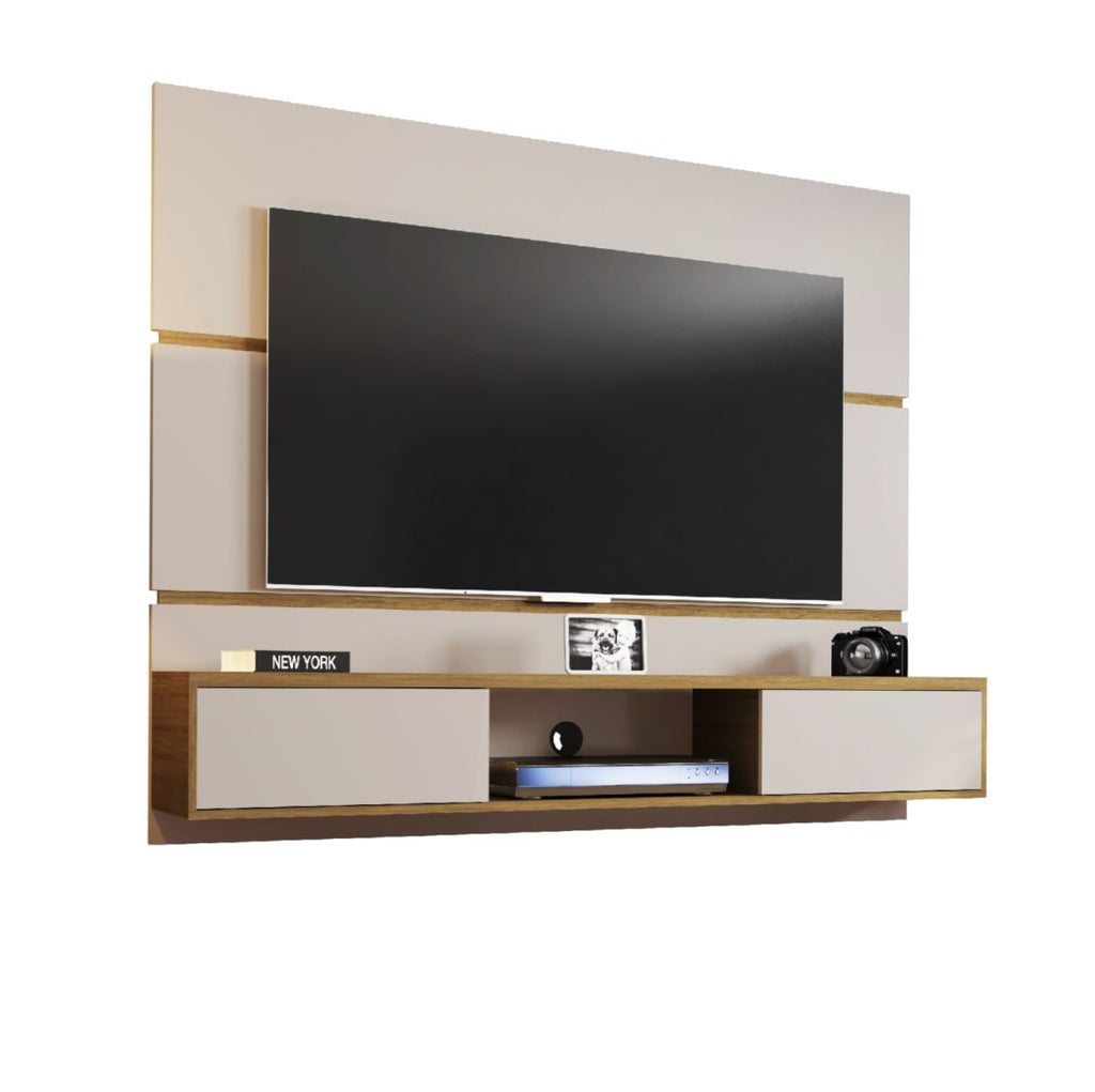 Panel Rack Tv 65" Ambar Blanco invierno Canela