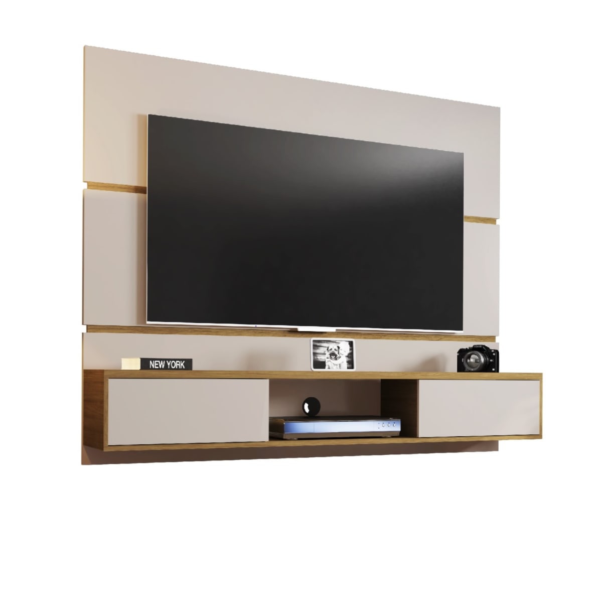 Panel Rack TV de 65" Ámbar Blanco invierno Canela
