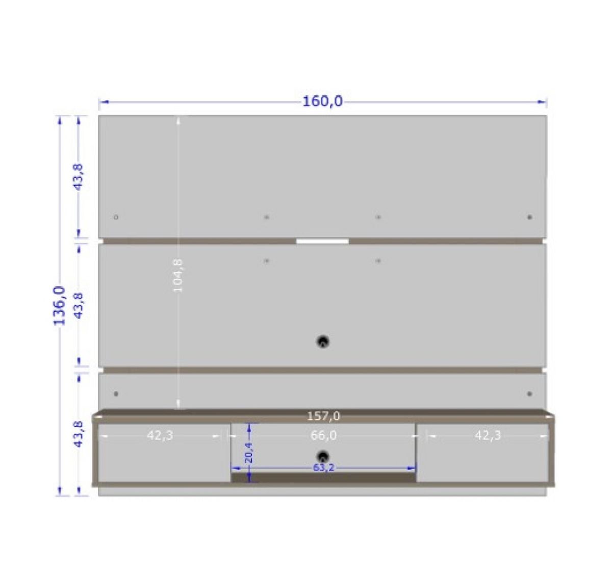 Panel Rack TV de 65" Ámbar Blanco invierno Canela