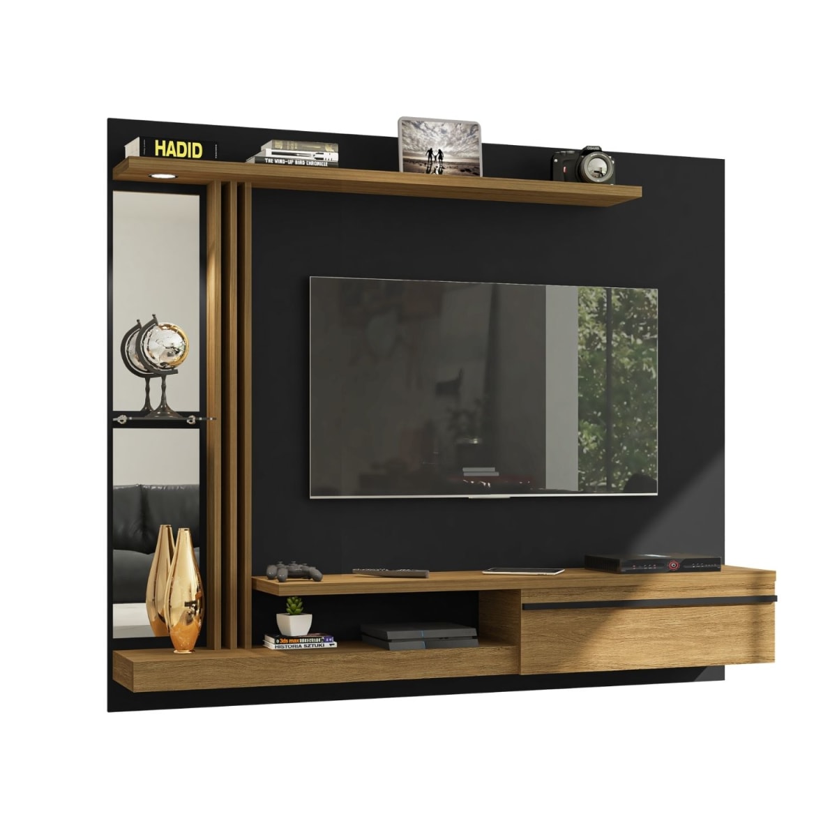 Panel Rack TV 55" Denver Negro Canela