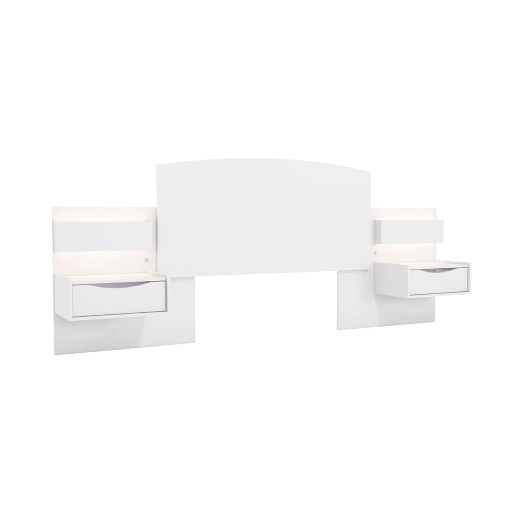 Respaldo de Cama con Veladores y Luz Led Antonella Blanco