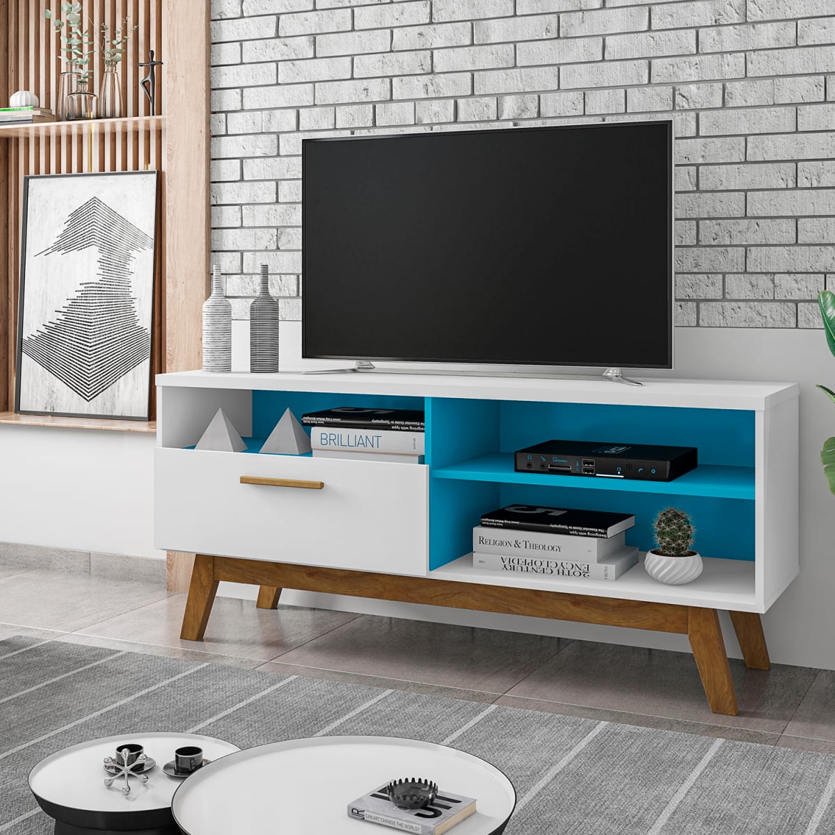 Mueble de TV de 55" Paladio Blanco Azul