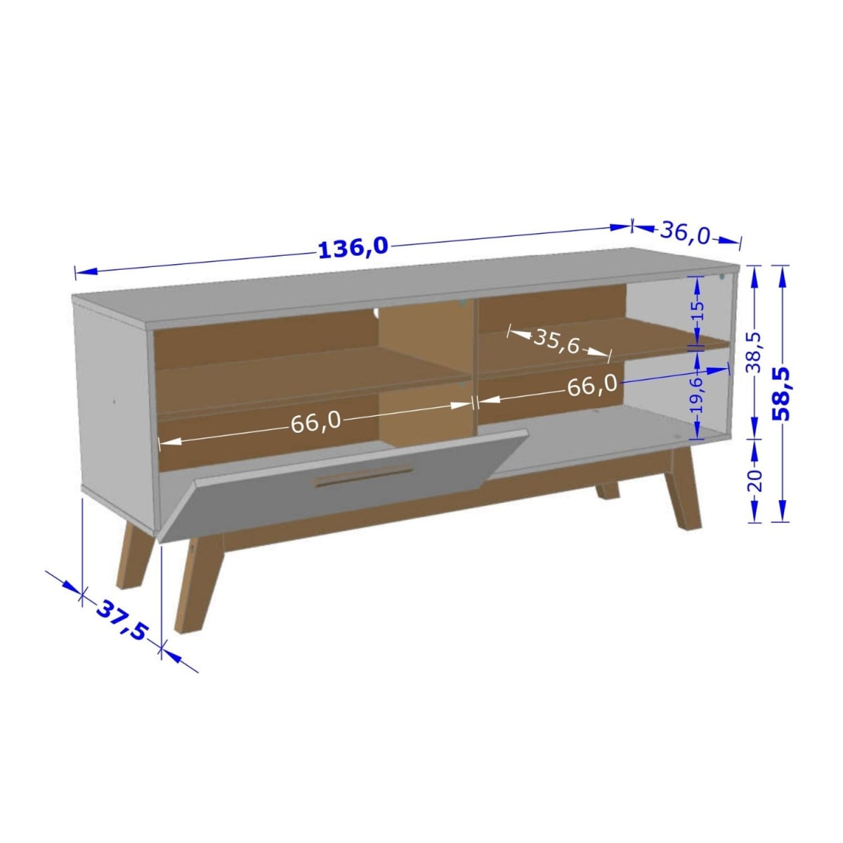 Rack TV 55" Paladio Blanco Invierno Canela