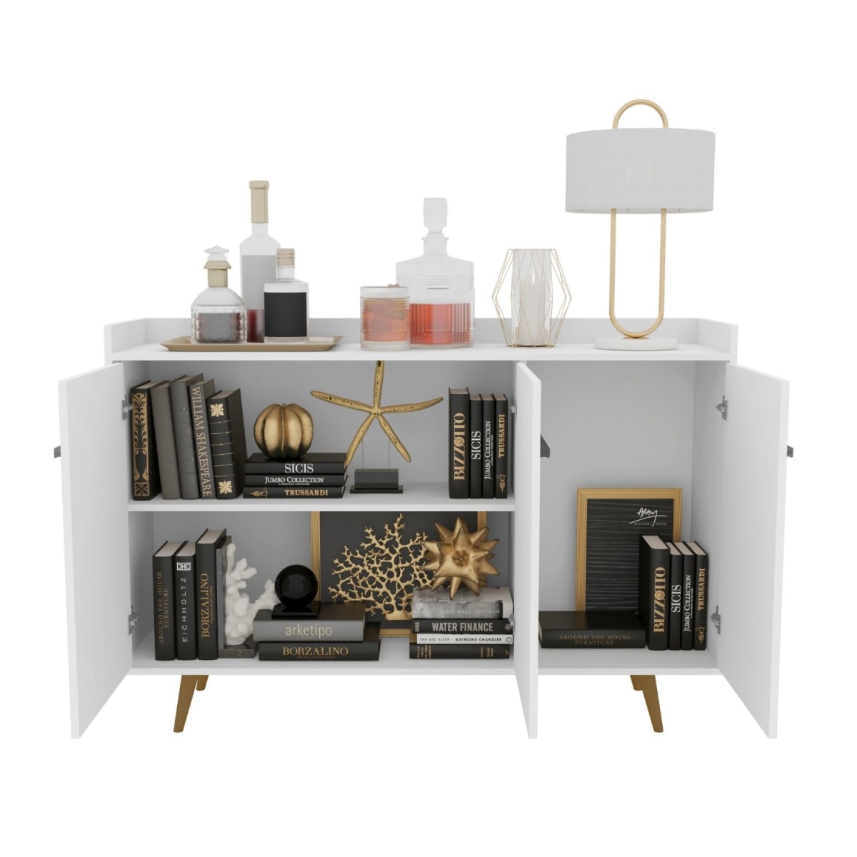 White Winter Quartz Buffet Sideboard Bar