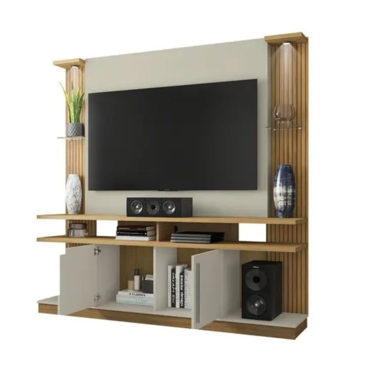 Mueble para TV de 55" York Canela Blanco Invierno con LED Táctil