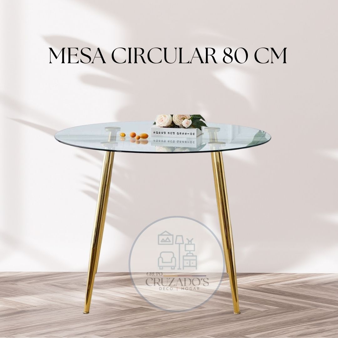 MESA DE COMEDOR 100CM DORADO