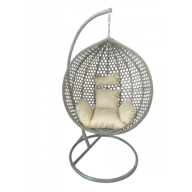 Silla Reposera Colgante Ovalada Gris