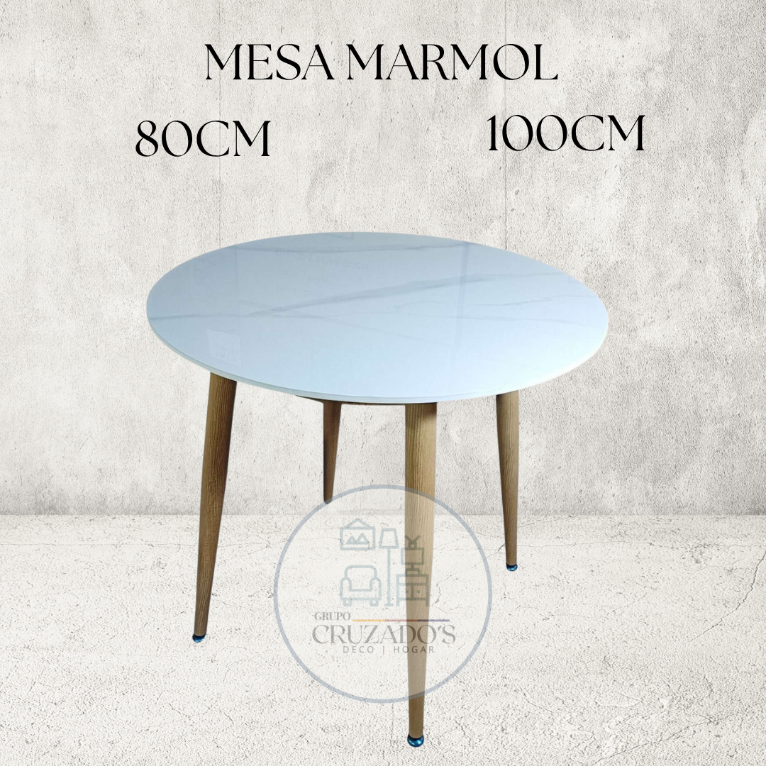 Mesa  circular Mármol Blanca